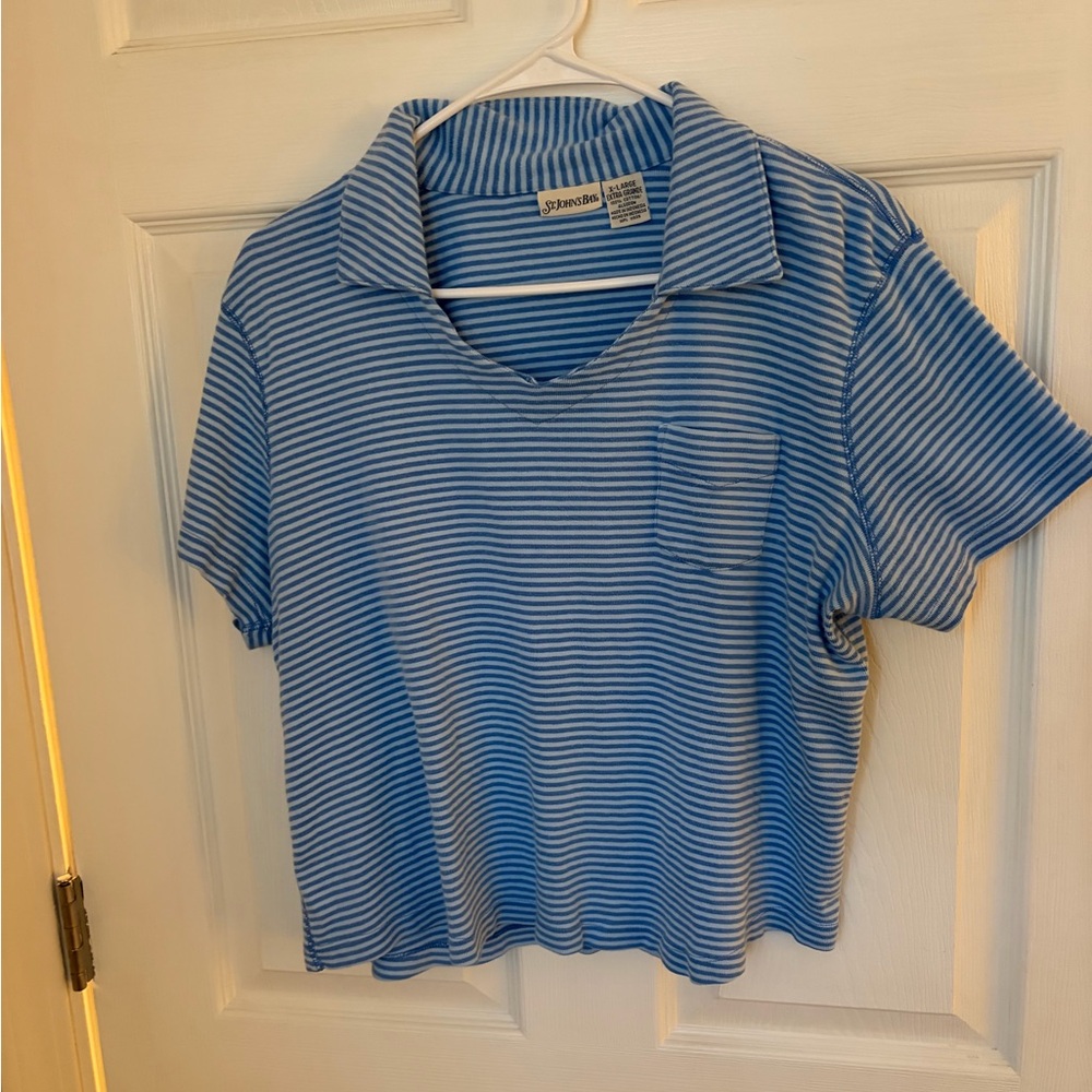 St. John's Bay Light Blue and White Striped Shirt vintage